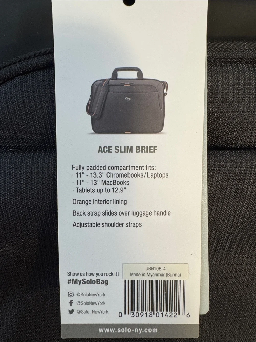solo Black Laptop Messenger Bag with Orange Accents